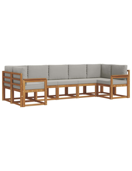 Set di divani con cuscino 7 pcs Grigio Naturale e Chiaro
