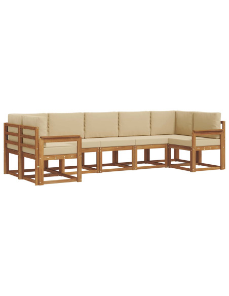 Set di divani con cuscino 7 pcs Naturale e Beige