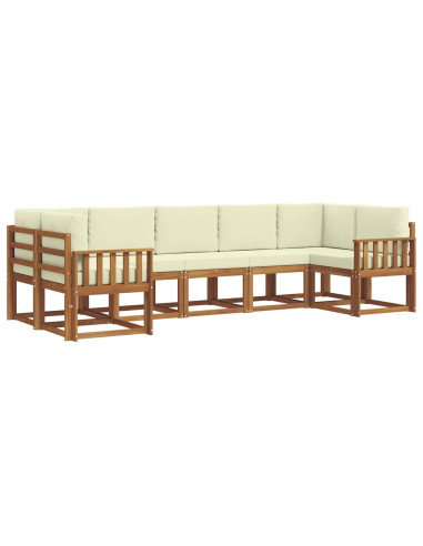 Set di divani con cuscino 7 pcs Naturale e Crema