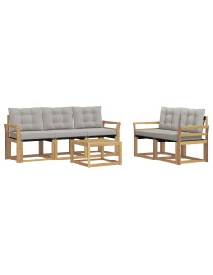 Set di divani da esterno 6 pcs Bianco e Grigio Chiaro 2