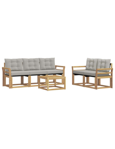 Set di divani da esterno 6 pcs Bianco e Grigio Chiaro