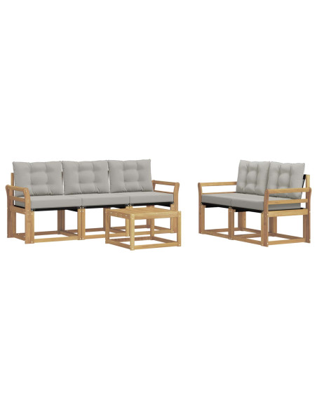 Set di divani da esterno 6 pcs Bianco e Grigio Chiaro