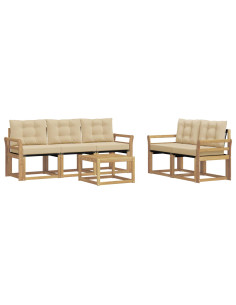 Set di divani da esterno con cuscino 6 pcs Bianco e Beige 2