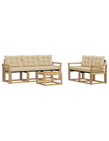 Set di divani da esterno con cuscino 6 pcs Bianco e Beige