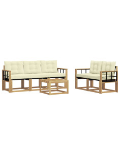 Set di divani da esterno con cuscino 6 pcs Bianco e Crema 2