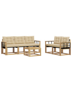 Set di divani da esterno con cuscino 6 pcs Bianco e Beige 2