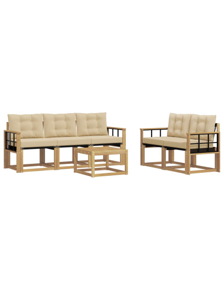 Set di divani da esterno con cuscino 6 pcs Bianco e Beige
