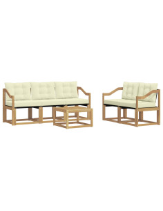 Set di divani da esterno con cuscino 6 pcs Bianco e Crema 2