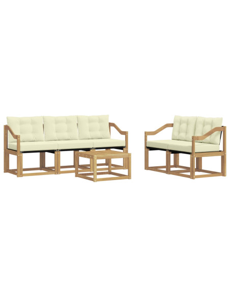 Set di divani da esterno con cuscino 6 pcs Bianco e Crema