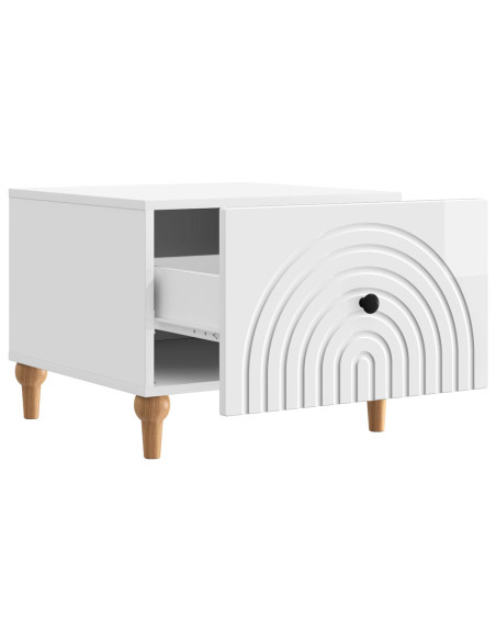 Tavolino da salotto con cassetto Bianco Lucido 49 x 50 x 40 cm