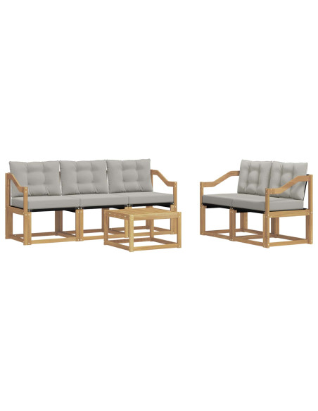 Set di divani da esterno 6 pcs Bianco e Grigio Chiaro