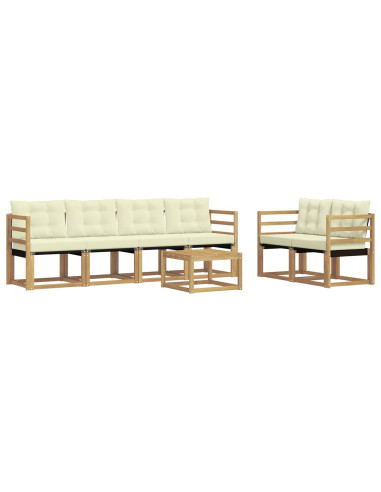 Set di divani da esterno con cuscino 7 pcs Bianco e Crema