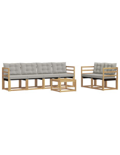Set di divani da esterno 7 pcs Bianco e Grigio Chiaro 2