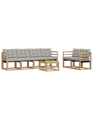 Set di divani da esterno 7 pcs Bianco e Grigio Chiaro