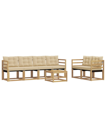 Set di divani da esterno con cuscino 7 pcs Bianco e Beige