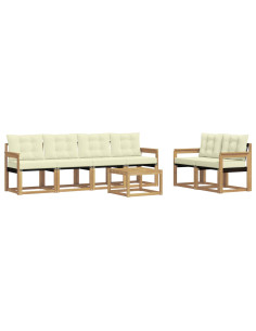 Set di divani da esterno con cuscino 7 pcs Bianco e Crema 2