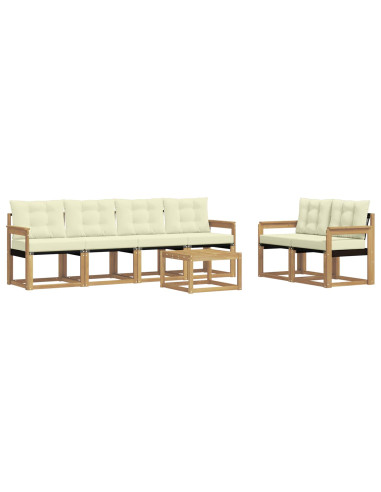 Set di divani da esterno con cuscino 7 pcs Bianco e Crema