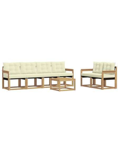 Set di divani da esterno con cuscino 7 pcs Bianco e Crema