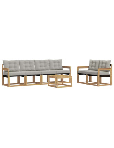 Set di divani da esterno 7 pcs Bianco e Grigio Chiaro 2