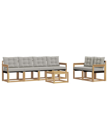 Set di divani da esterno 7 pcs Bianco e Grigio Chiaro
