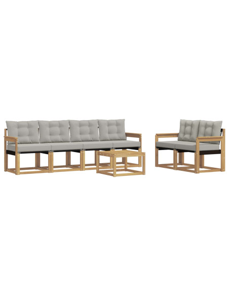 Set di divani da esterno 7 pcs Bianco e Grigio Chiaro