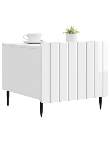 Tavolino da salotto con cassetto Bianco Lucido 49 x 50 x 42 cm