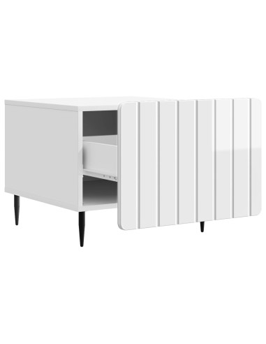 Tavolino da salotto con cassetto Bianco Lucido 49 x 50 x 42 cm