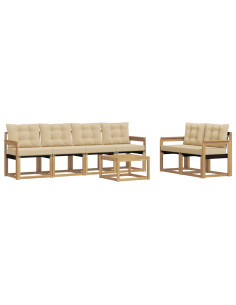 Set di divani da esterno con cuscino 7 pcs Bianco e Beige 2