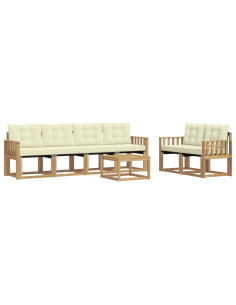 Set di divani da esterno con cuscino 7 pcs Bianco e Crema 2
