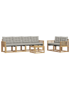 Set di divani da esterno 7 pcs Bianco e Grigio Chiaro 2