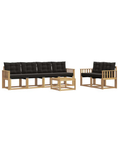 Set di divani da esterno con cuscino 7 pcs Bianco e Nero 2