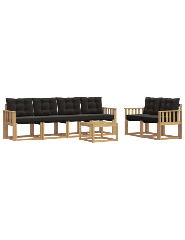 Set di divani da esterno con cuscino 7 pcs Bianco e Nero