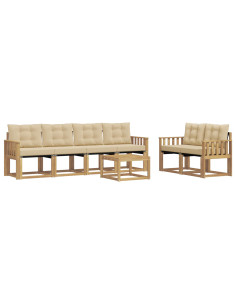 Set di divani da esterno con cuscino 7 pcs Bianco e Beige 2
