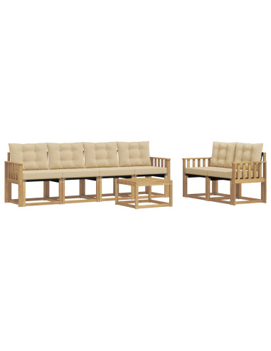 Set di divani da esterno con cuscino 7 pcs Bianco e Beige
