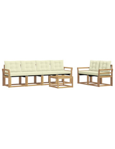 Set di divani da esterno con cuscino 7 pcs Bianco e Crema 2