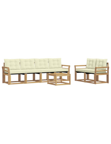 Set di divani da esterno con cuscino 7 pcs Bianco e Crema