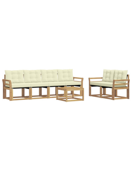 Set di divani da esterno con cuscino 7 pcs Bianco e Crema