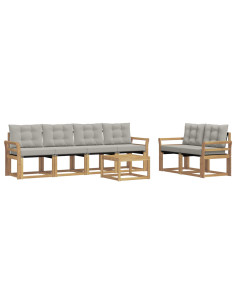 Set di divani da esterno 7 pcs Bianco e Grigio Chiaro 2