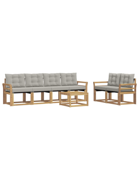 Set di divani da esterno 7 pcs Bianco e Grigio Chiaro