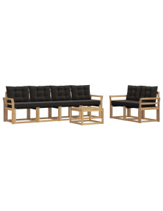 Set di divani da esterno con cuscino 7 pcs Bianco e Nero 2