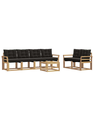 Set di divani da esterno con cuscino 7 pcs Bianco e Nero