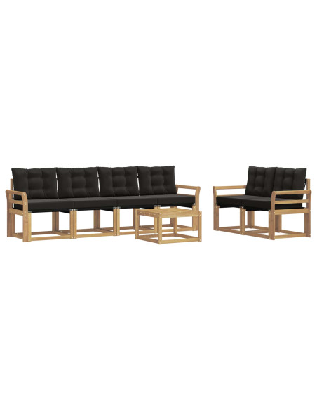 Set di divani da esterno con cuscino 7 pcs Bianco e Nero