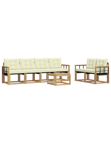 Set di divani da esterno con cuscino 7 pcs Bianco e Crema