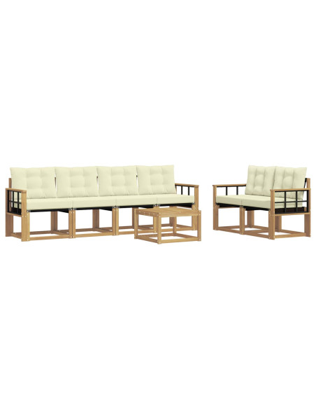 Set di divani da esterno con cuscino 7 pcs Bianco e Crema