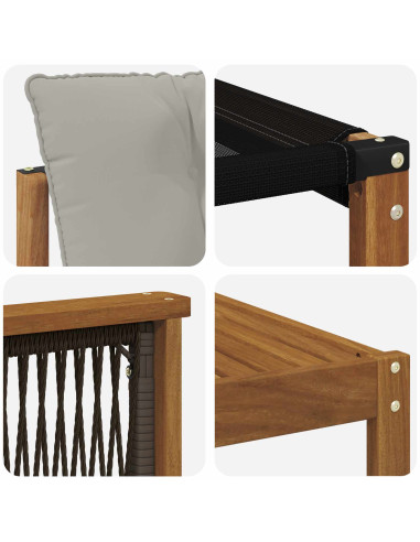 Set di divani da esterno 8 pcs Naturale e Grigio Chiaro