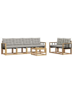 Set di divani da esterno 7 pcs Bianco e Grigio Chiaro 2
