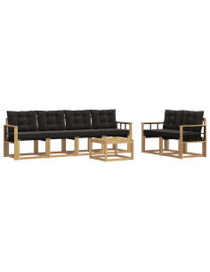 Set di divani da esterno con cuscino 7 pcs Bianco e Nero 2