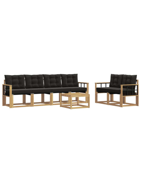 Set di divani da esterno con cuscino 7 pcs Bianco e Nero