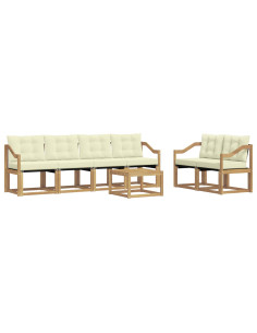 Set di divani da esterno con cuscino 7 pcs Bianco e Crema 2