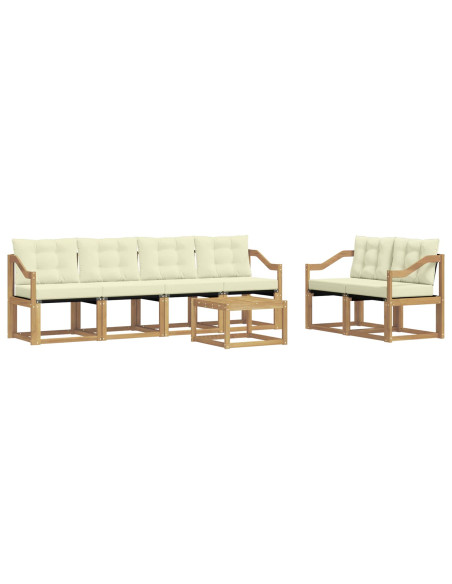 Set di divani da esterno con cuscino 7 pcs Bianco e Crema